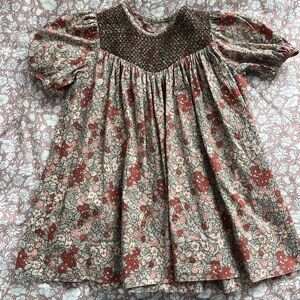 Floral Kids Dress in Red and Cream